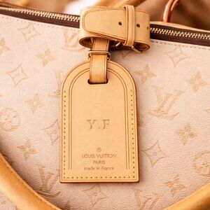 Authentic Louis Vuitton Vachetta Leather Luggage Tag/Travel Tag/Initial Y.F